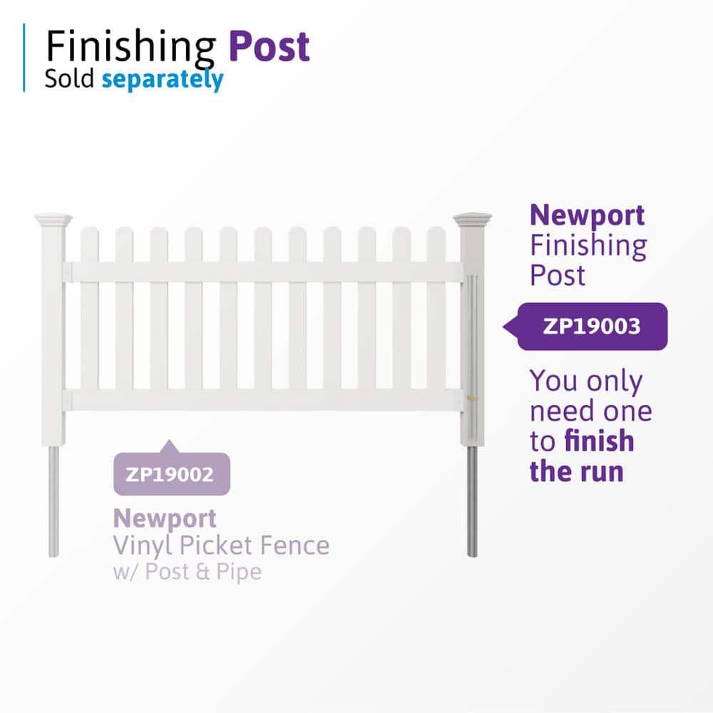 WamBam No-Dig Fence 3ft H x 6ft W (1 Panel + 1 Post) No Dig WamBam Newport Fence Kit, White Vinyl Picket Fence, Easy Install Outdoor Fence for Backyard or Patio, DIY Decorative Fencing, ZP19002
