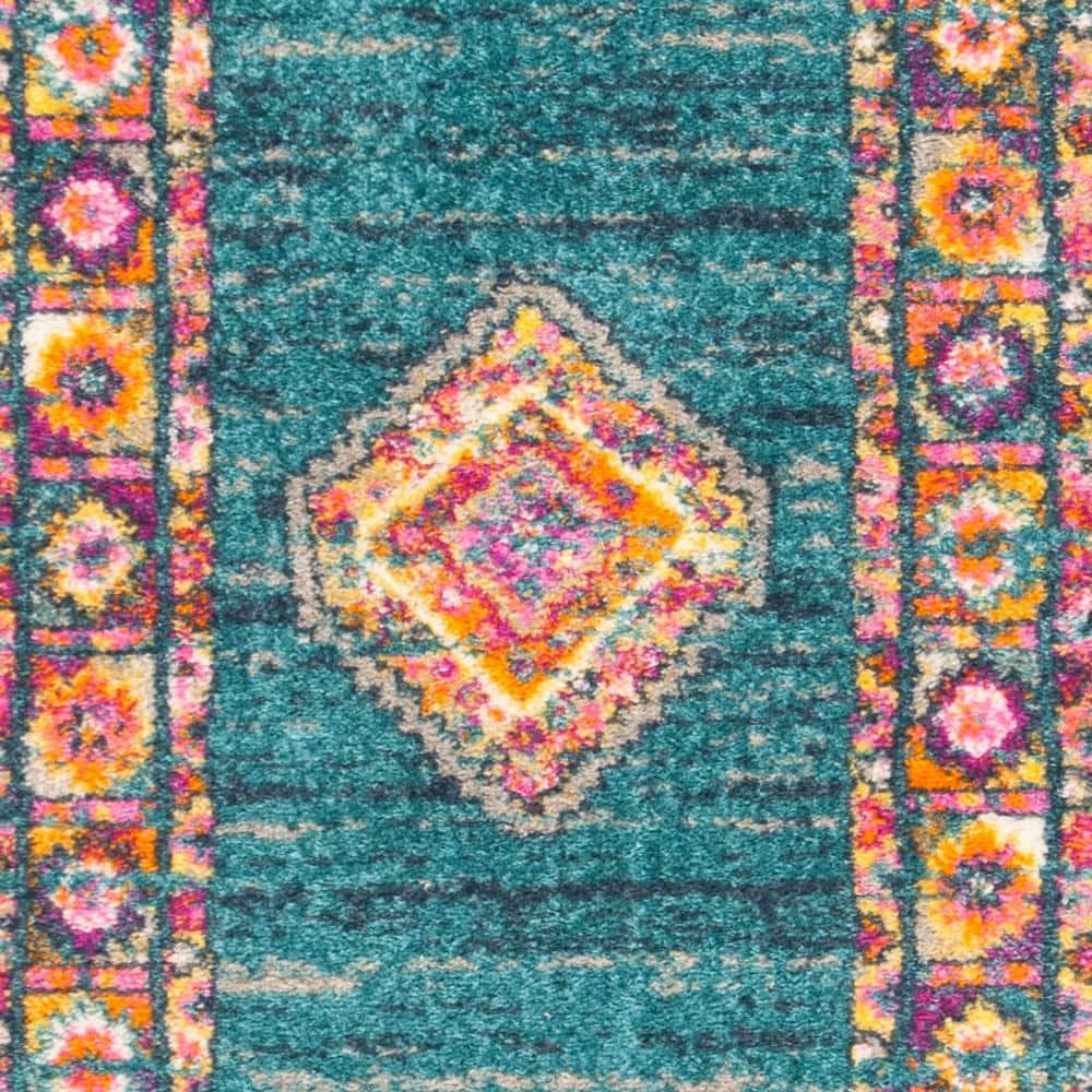 Madison MAD133 Power Loomed Runner Rug - Light Blue/Orange - 2'3"x6' - Safavieh.