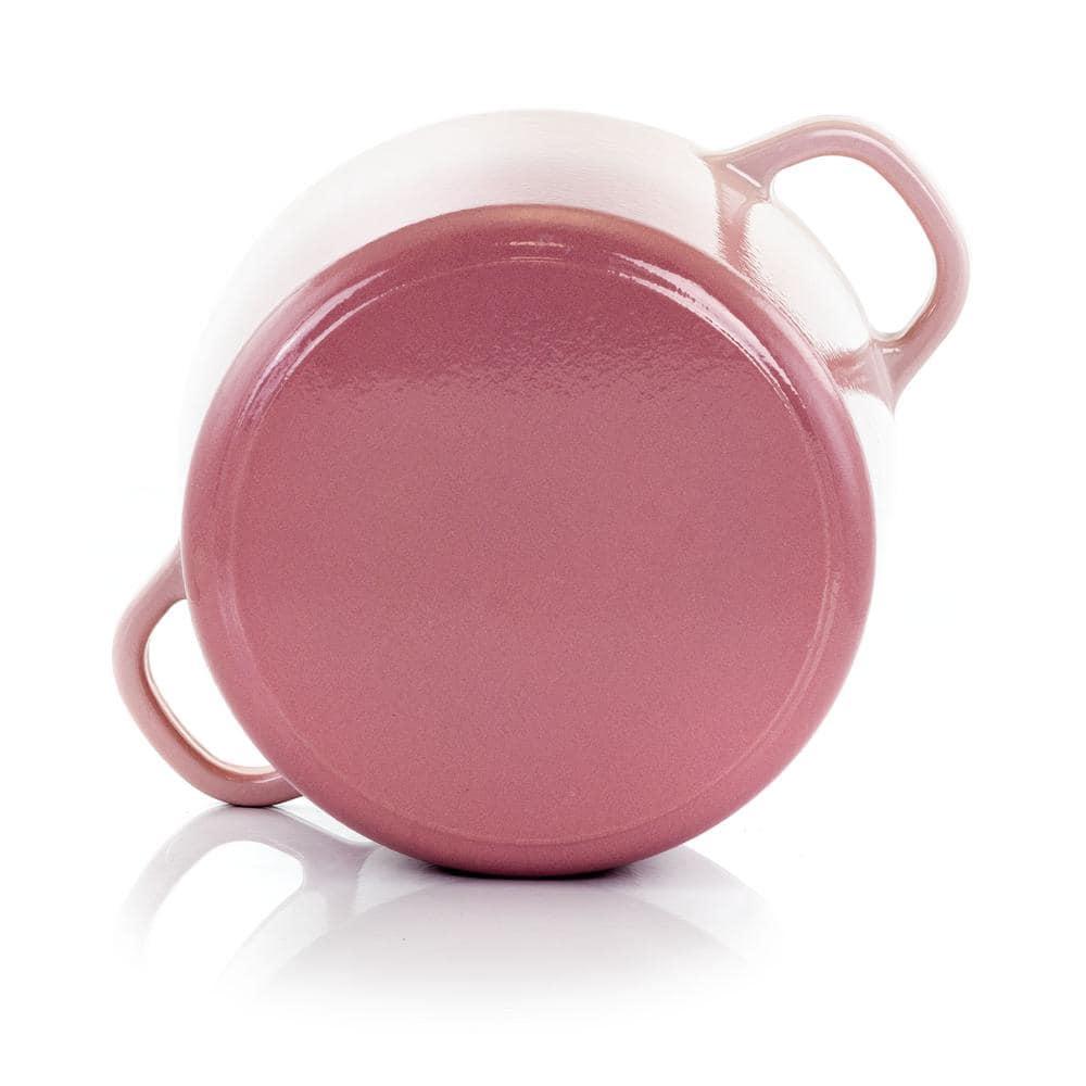 Crock-Pot 5 Quart Round Enamel Cast Iron Covered Dutch Oven Cooker, Blush Pink