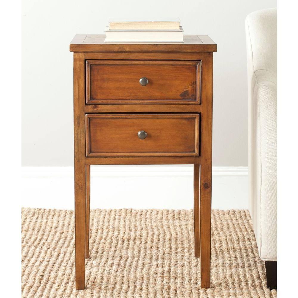 Toby Accent Table With Storage Drawers - AMH6625F - Brown - Safavieh Couture