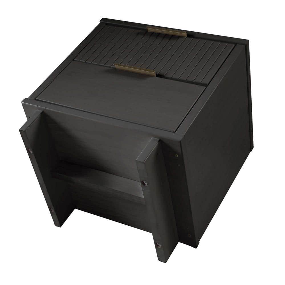Manhattan Comfort Set of 2 Granville 2 Drawer Nightstands Dark Gray: Modern Design, Soft Close, Metal Handles