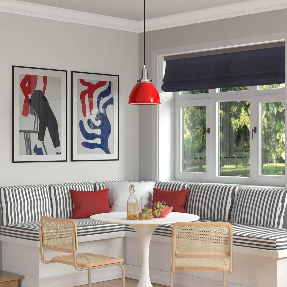 Henn&Hart 12" Poppy Red/Polished Nickel Metal Pendant