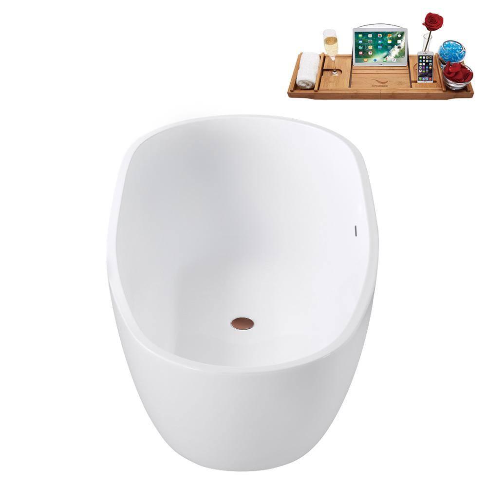Streamline Bath 59" Streamline Soaking Glossy White Freestanding Tub and Tray With Internal Drain G-72-289-ORB