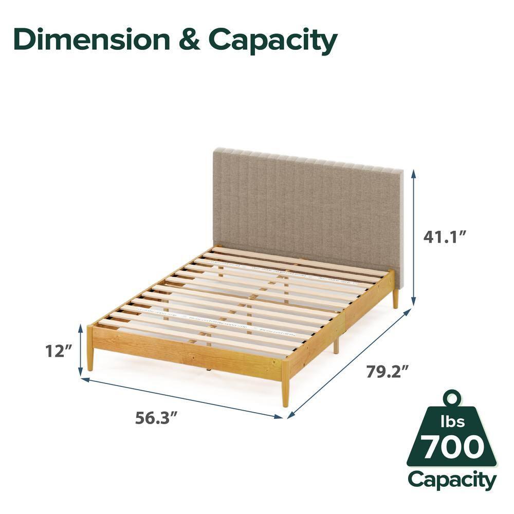 Zinus Amelia 41" Wood Platform Bed Frame with Upholstered Headboard, Full