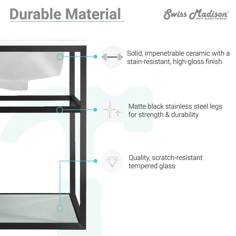 Pierre 30 Single, Open Shelf, Metal Frame Bathroom Vanity