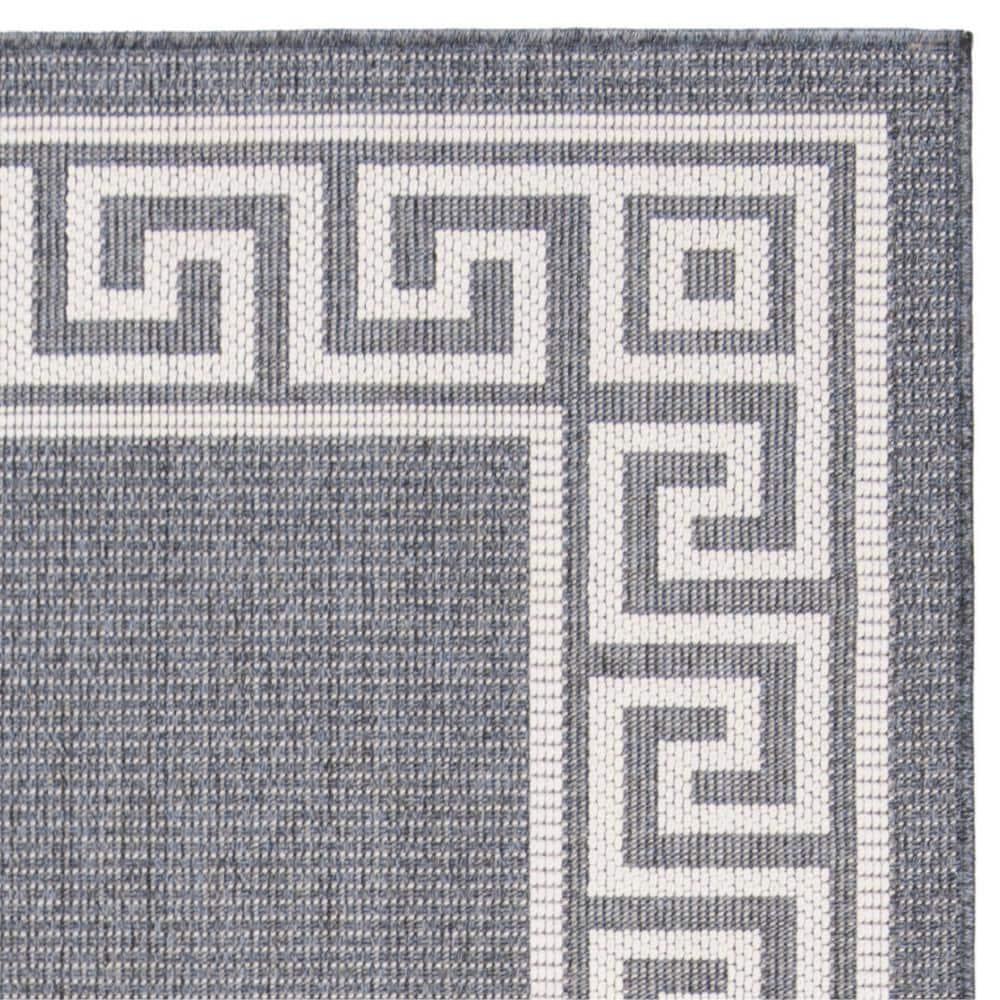 SAFAVIEH Bermuda Isidora Geometric Machine Washable Indoor/Outdoor Area Rug, Dark Blue/Ivory, 8' x 10'