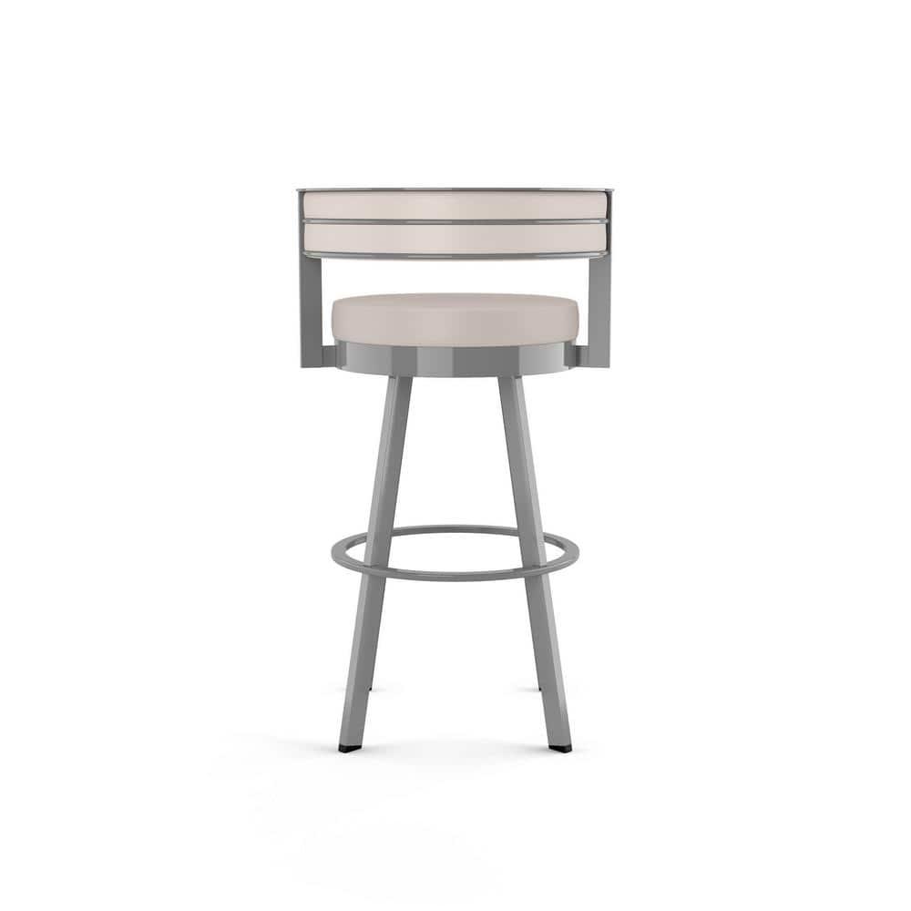 Amisco Browser 30 In. Swivel Bar Stool - Cream Faux Leather / Metallic Grey Metal