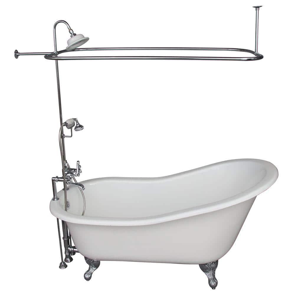 Griffin 61.25'' x 30.5'' Freestanding Soaking Cast Iron Bathtub with Faucet