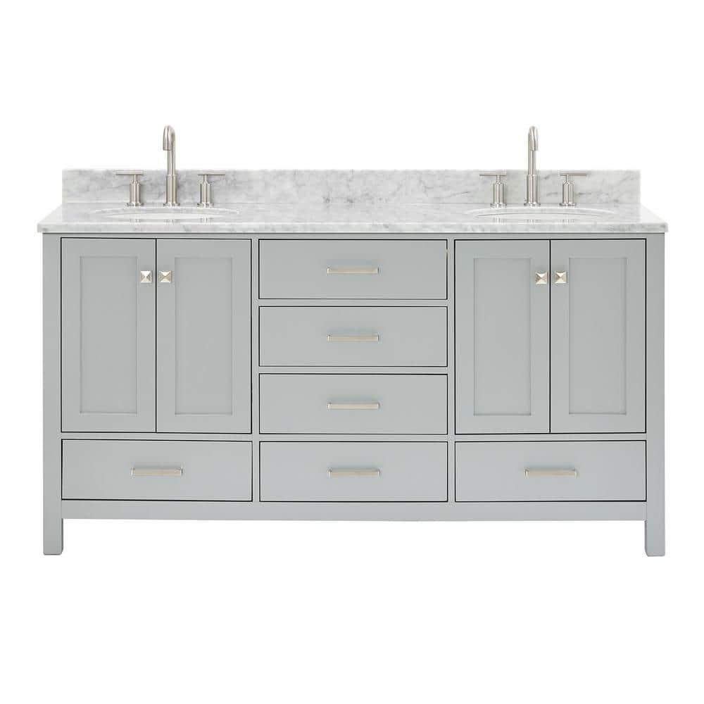 Ariel A067dcw2ovo Cambridge 67" Free Standing Double Oval Basin Vanity Set - Grey
