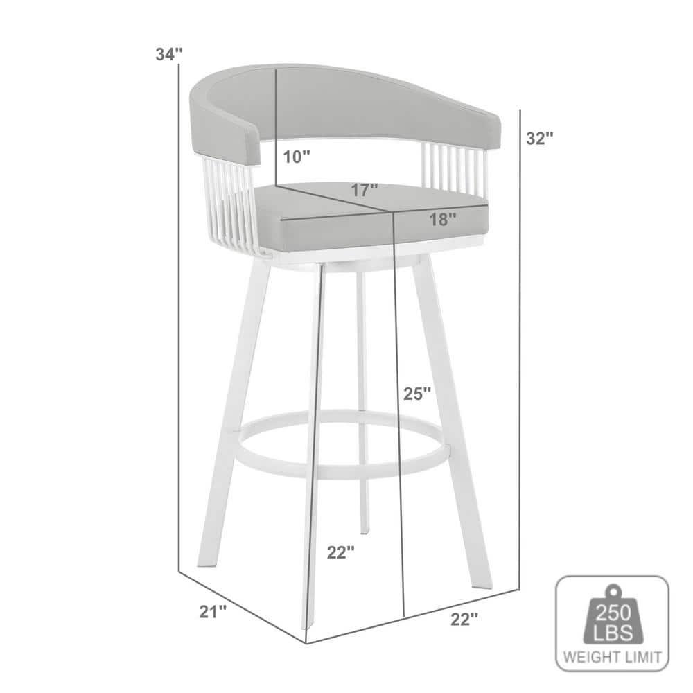 Armen Living Chelsea Swivel 26 in. Faux Leather Counter Stool