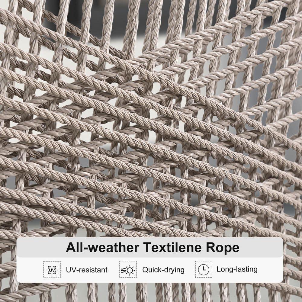 PURPLE LEAF 7 Pieces Patio Dining Set Aluminum Rectangular Table and Wicker Chairs with Cushions for Kitchen Porch Garden Modern Outdoor Furniture Sets, Beige and Dark Grey