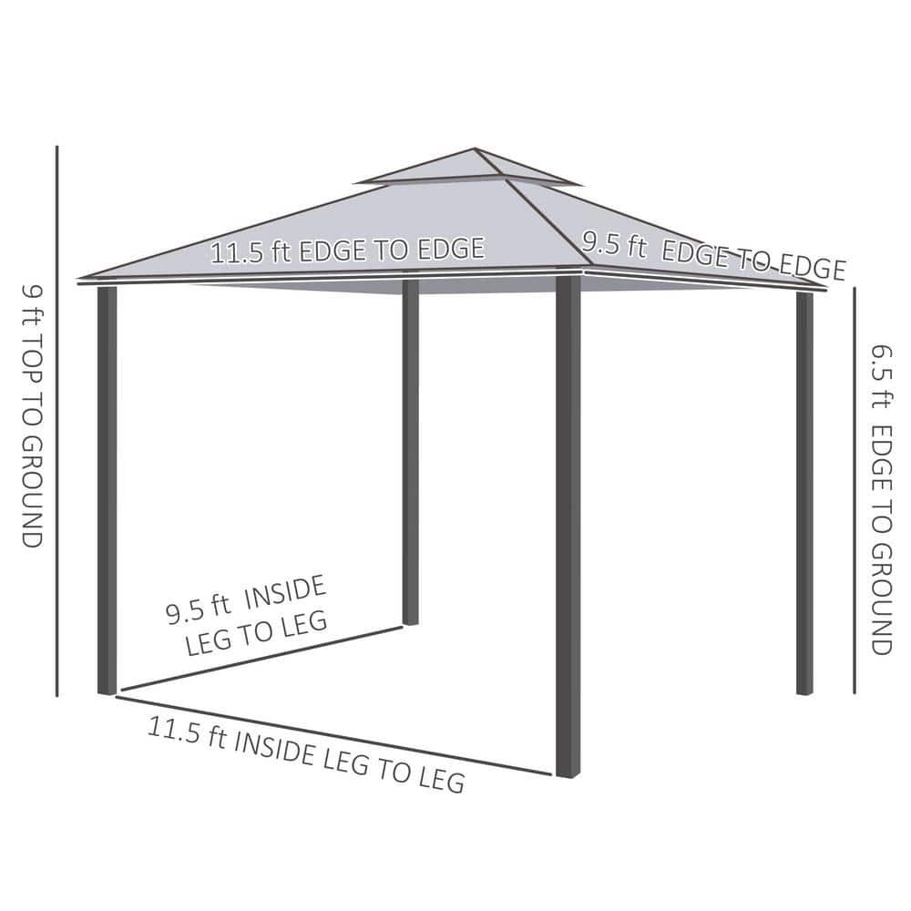 DEBLIT 9.6' x 11.6' Patio Gazebo with 2-Tier Roof and Netting, Steel Outdoor Canopy Gazebo for Garden, Lawn and Backyard, Taupe