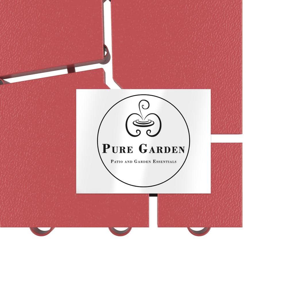 Pure Garden 6-Pack Polypropylene Interlocking Deck Tiles for Outdoors (Red)