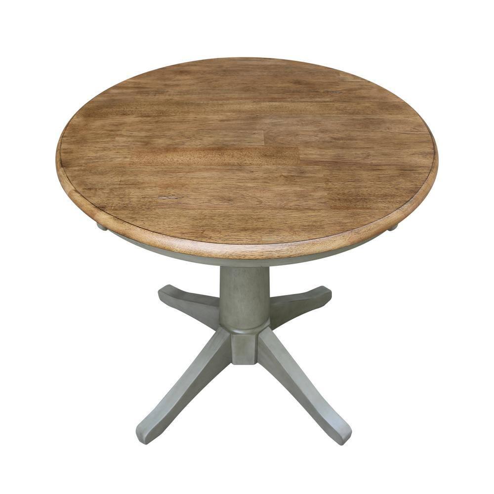 International Concepts 30" Round Top Pedestal Table - Dining Height - Distressed Hickory/Stone