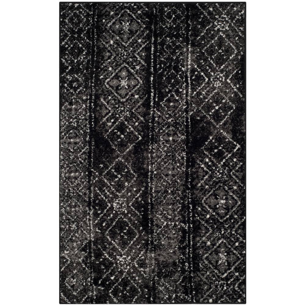 Adirondack ADR111 Machine Made Indoor Accent Rug - Black/Silver - 3'x5' - Safavieh