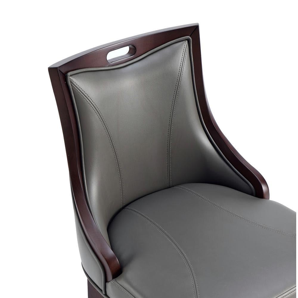 Manhattan Comfort Emperor Faux Leather Barstool Pebble Gray: Beechwood Legs, Upholstered, Fixed Height 27"