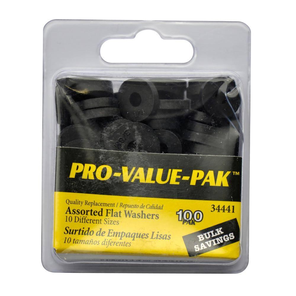 Danco 100-Piece Assorted Black Rubber Flat Washer Set