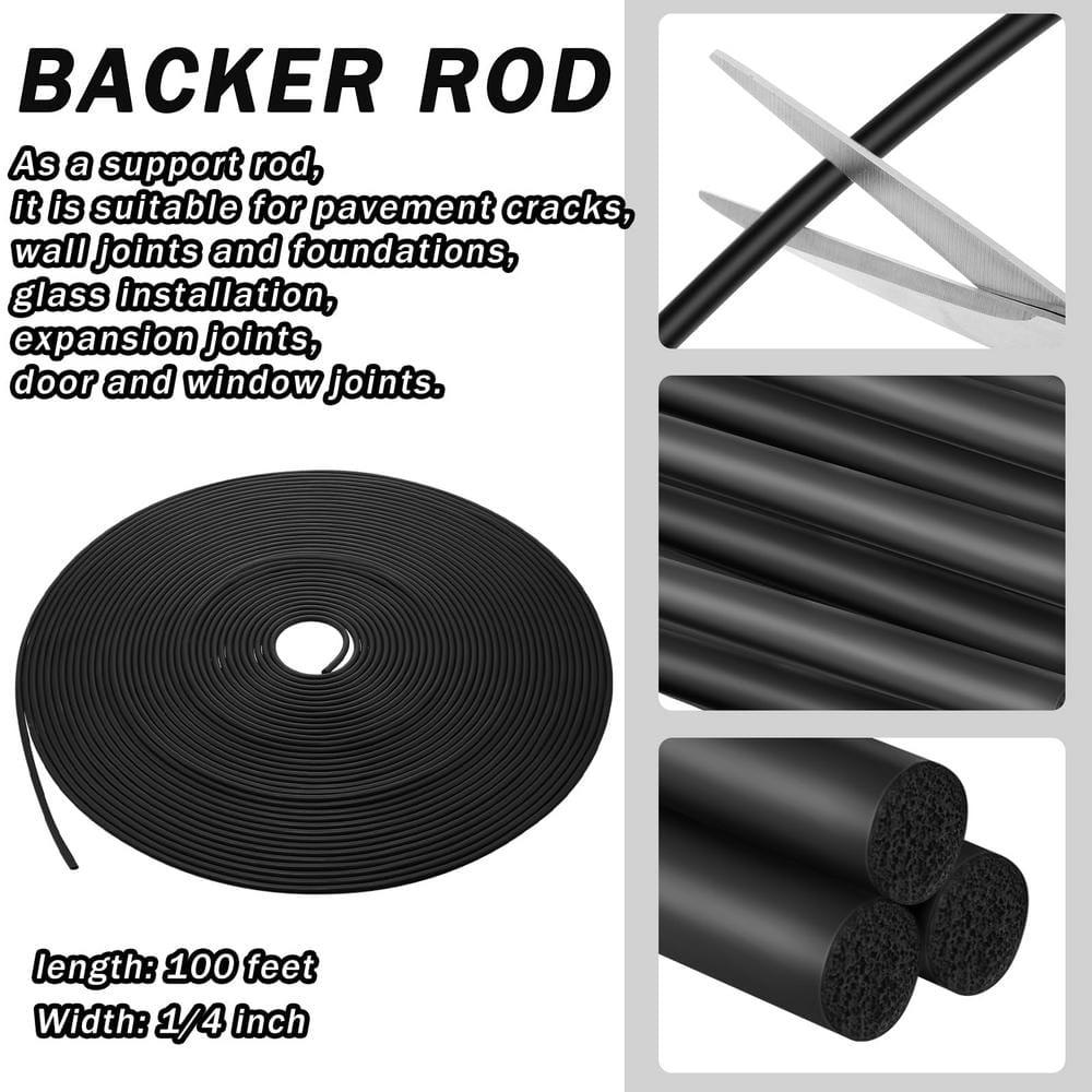 Frienda Backer Rod Foam Rubber Caulk Saver Concrete Expansion Joint Filler Weather Strip Seal for Gaps and Joints(Black, 1/4 Inch x 100 ft)