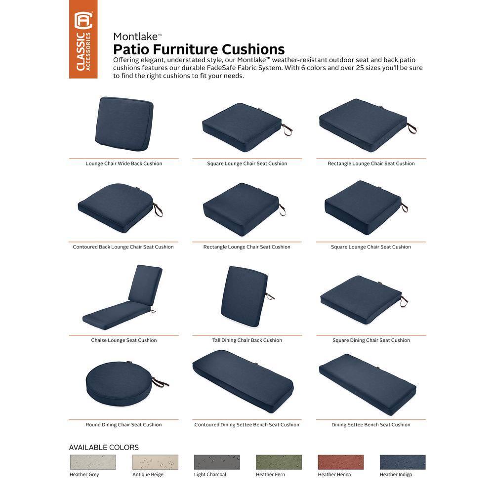 Classic Accessories Montlake Fade Safe Heather Indigo Round Outdoor Seat Cushion