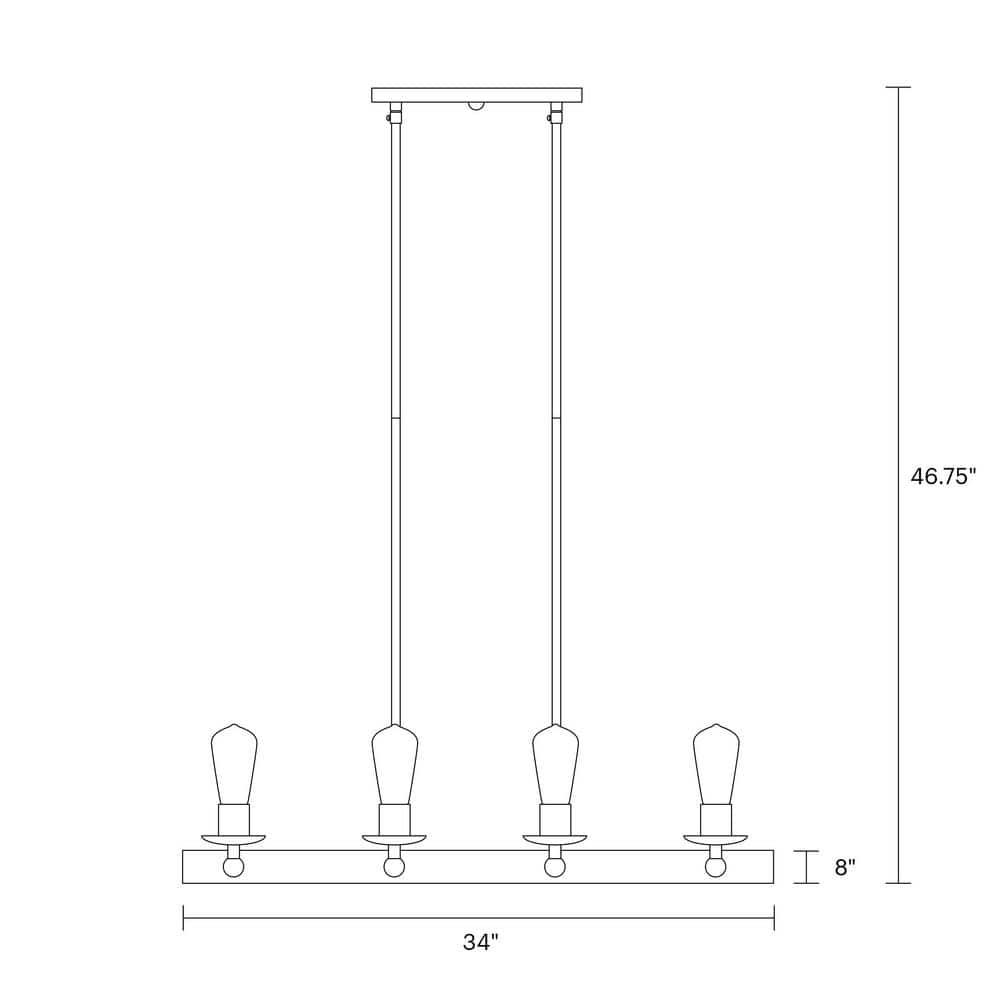 Rosswood Metal Linear Chandelier (34")