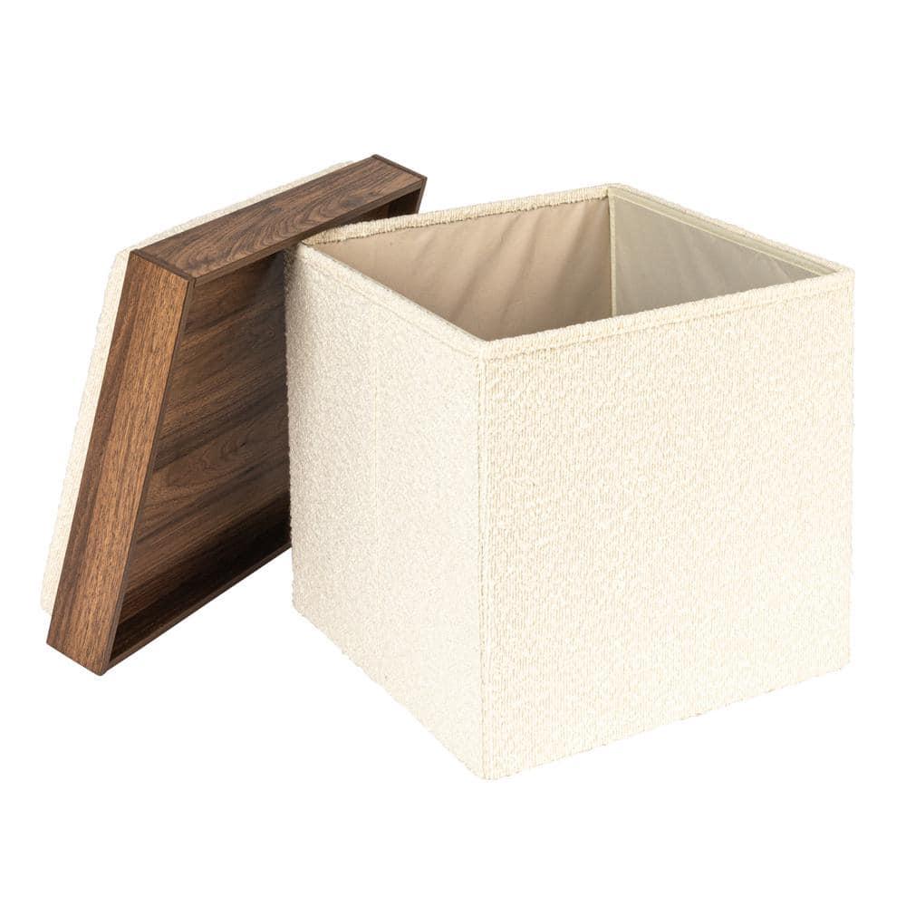 Household Essentials Versatile Boucle Ottoman With Hidden Storage