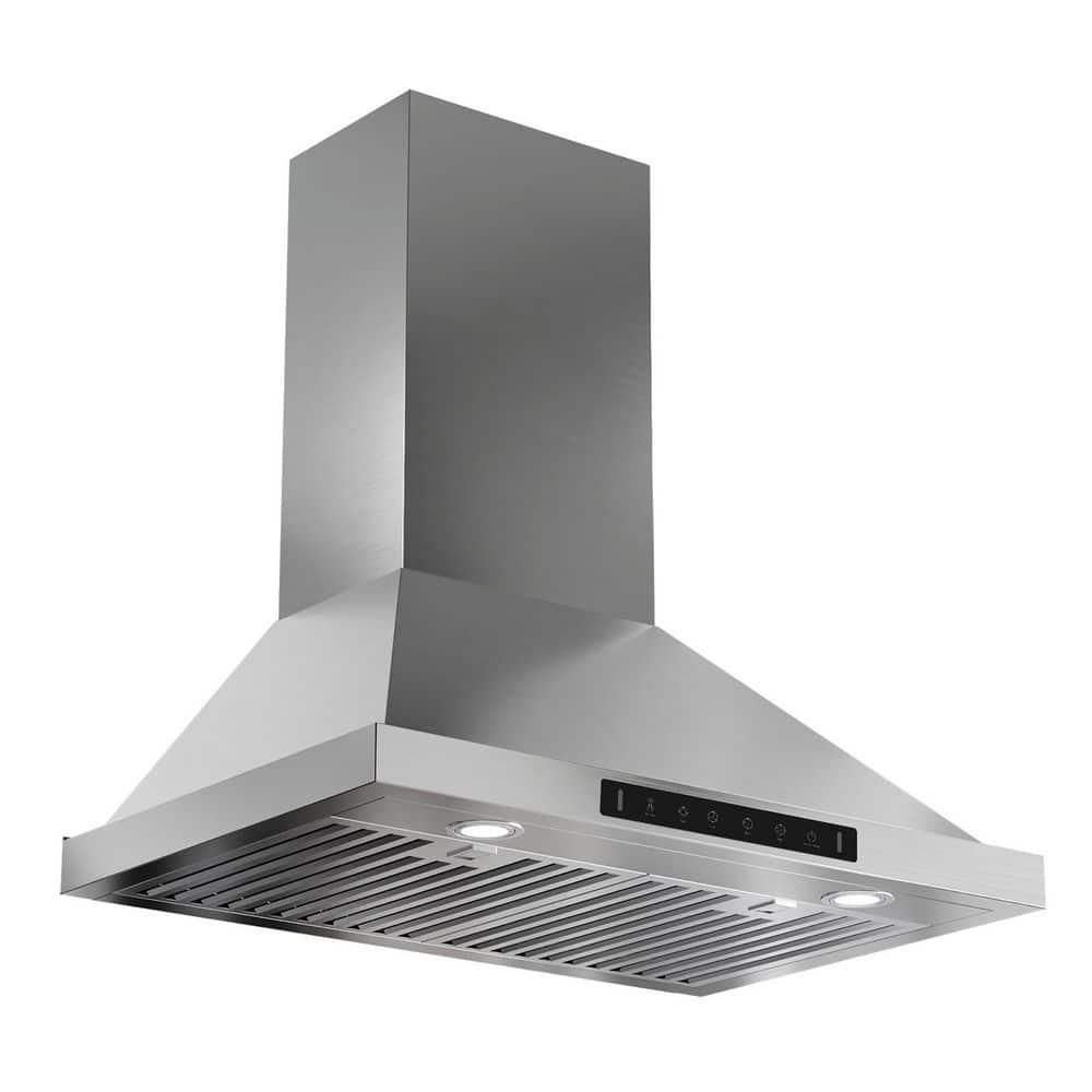 30 in. 900 CFM Convertible Wall Mount Range Hood in Stainless Steel with LED Lights, Carbon Filters and Touch, Gesture