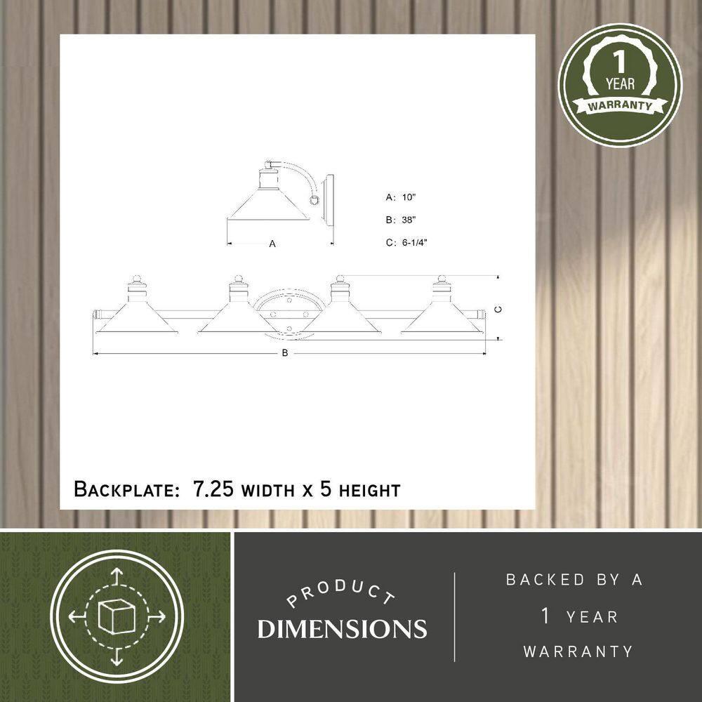 VAXCEL Akron Modern Farmhouse Bathroom Vanity Light Wall Sconce Fixture, Oil Rubbed Bronze and Matte White, 4 Light, 38 inch