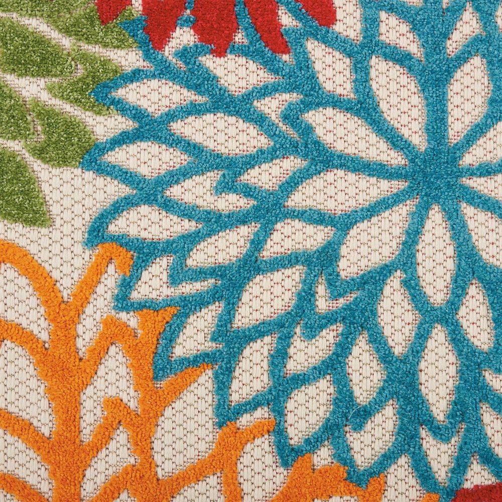 Nourison Aloha Floral Bloom Flatweave High-Low Indoor Outdoor Runner Rug Green 2' x 6'
