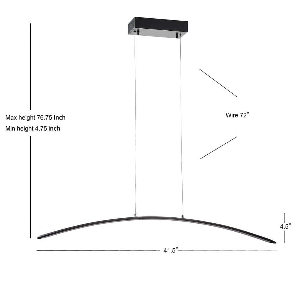 JONATHAN Y Roxanna 41.5" Dimmable Adjustable Integrated LED Metal Linear Pendant, Black