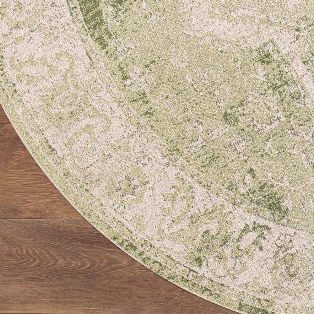 Nourison Washable Astra Vintage Medallion Indoor Flatweave Area Rug Ivory Green 5'3" x Round