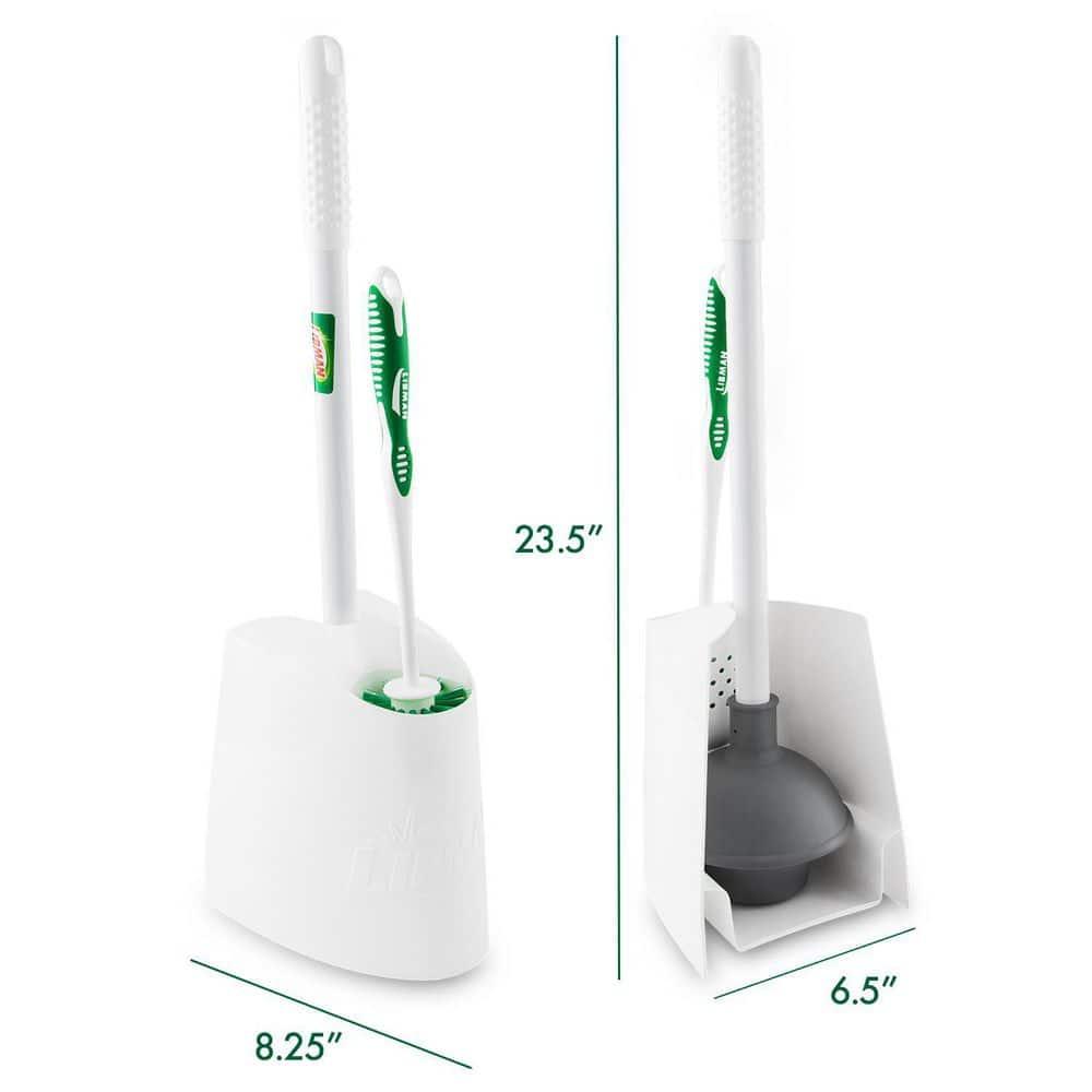 Libman Toilet Brush & Plunger Combo Green Fibers / White Polypropylene Base Recommended Adult Use
