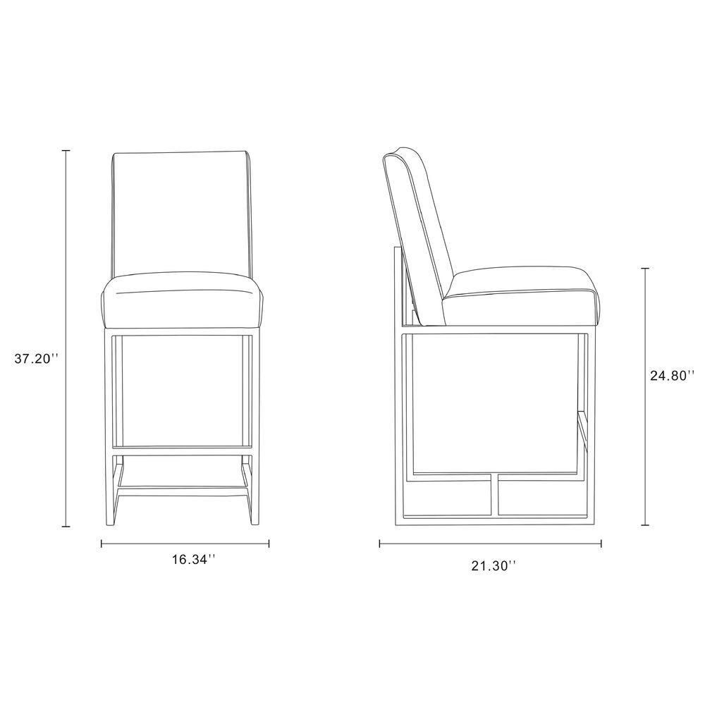Set of 2 Element Upholstered Stainless Steel Counter Height Barstools Camel - Manhattan Comfort