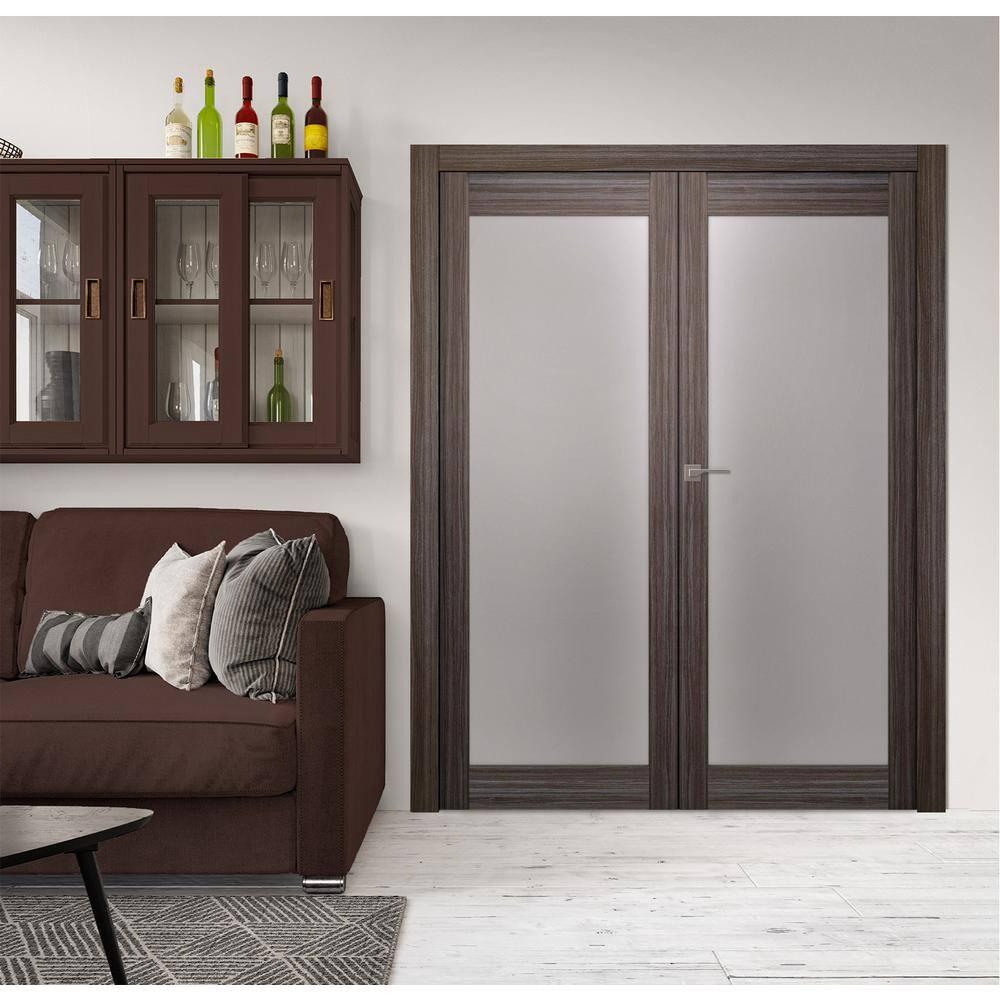 Belldinni Palladio 207 Manufactured Wood and Full Lite Frosted Glass Composite Double Prehung French Door