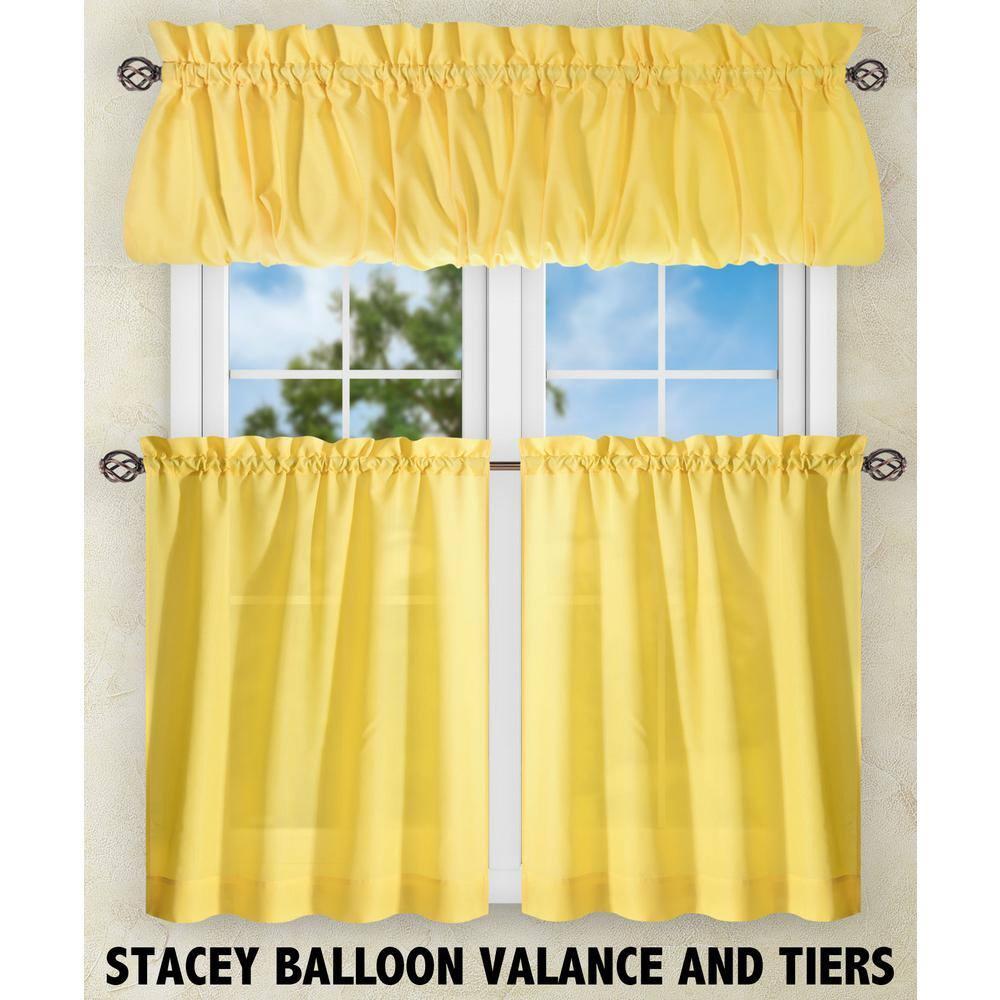 Ellis Stacey 1.5" Rod Pocket High Quality Fabric Solid Color Window Tailored Tier Pair 56"x45" Yellow