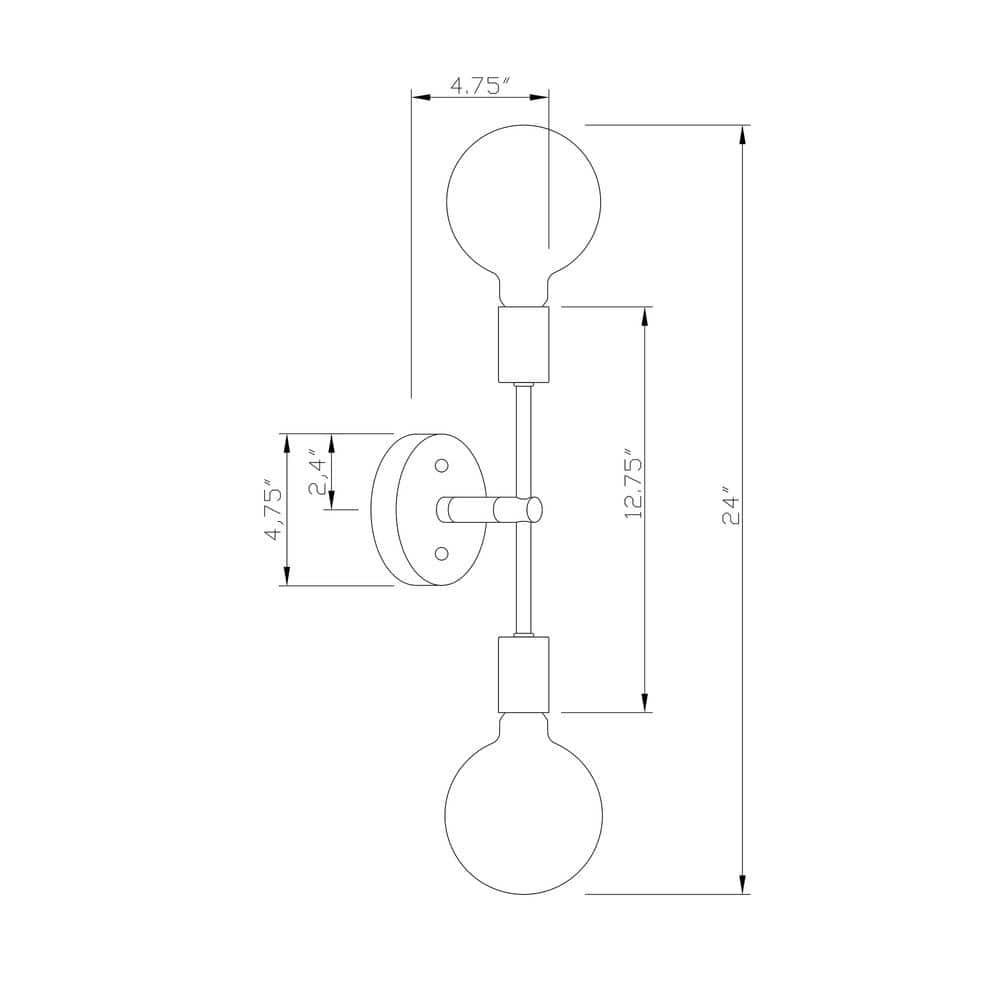 Baton 2-Light Black Wall Sconce