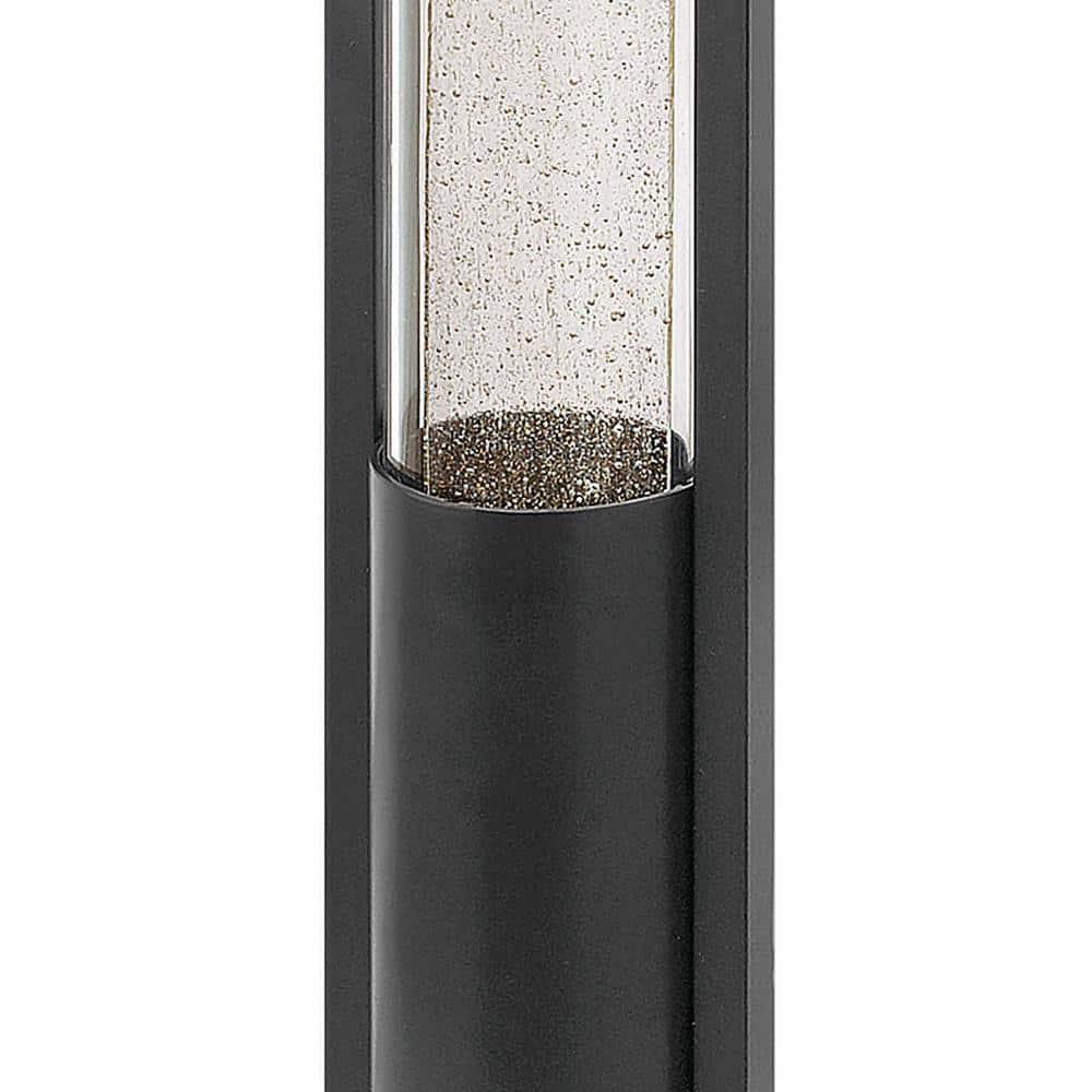 Sleek Black LED Landscape Bollard with Clear Acrylic & Seedy Glass