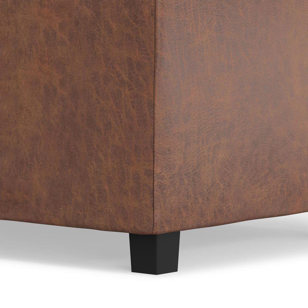 Simpli Home Avalon 42"W Upholstered Storage Ottoman with 3 Flip-Over Serving Trays