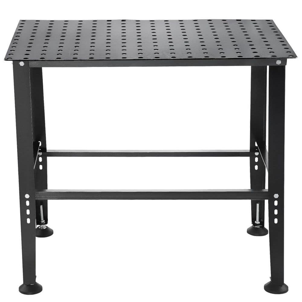 VEVOR Welding Table, 36" x 24" Adjustable Workbench, 0.12" Thick Industrial, 600lb Load Capacity, Heavy Duty Carbon Steel, Gray Steel With Accessories