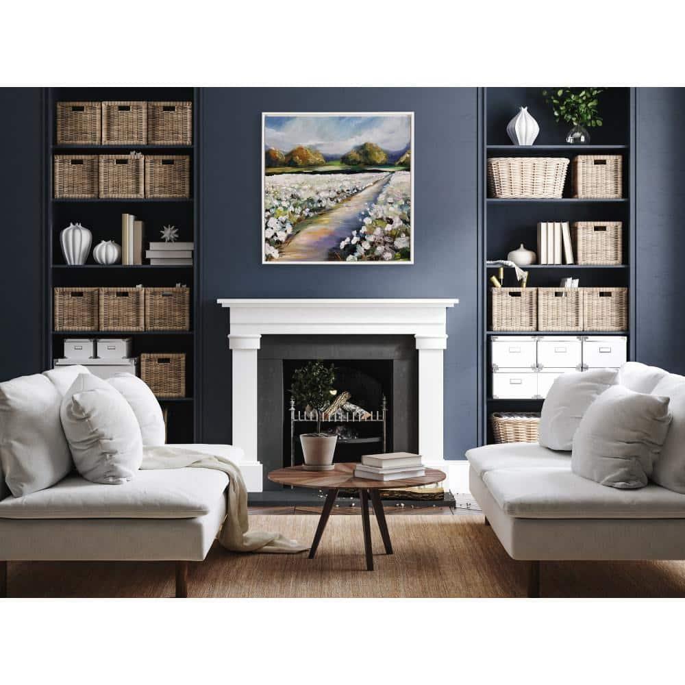 30"x30" Sylvie Beaded Land of Cotton Framed Canvas by Mary Sparrow White - Kate & Laurel All Things Decor: Large Textured Wall Art