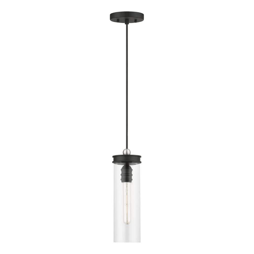 Livex Lighting Devoe 1 - Light Pendant in  Black/Brushed Nickel