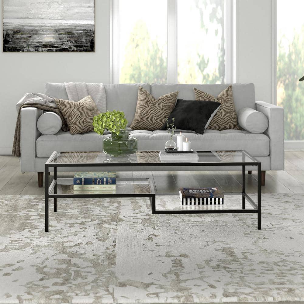 Evelyn&Zoe Lovett 54" Wide Rectangular Coffee Table in Blackened Bronze