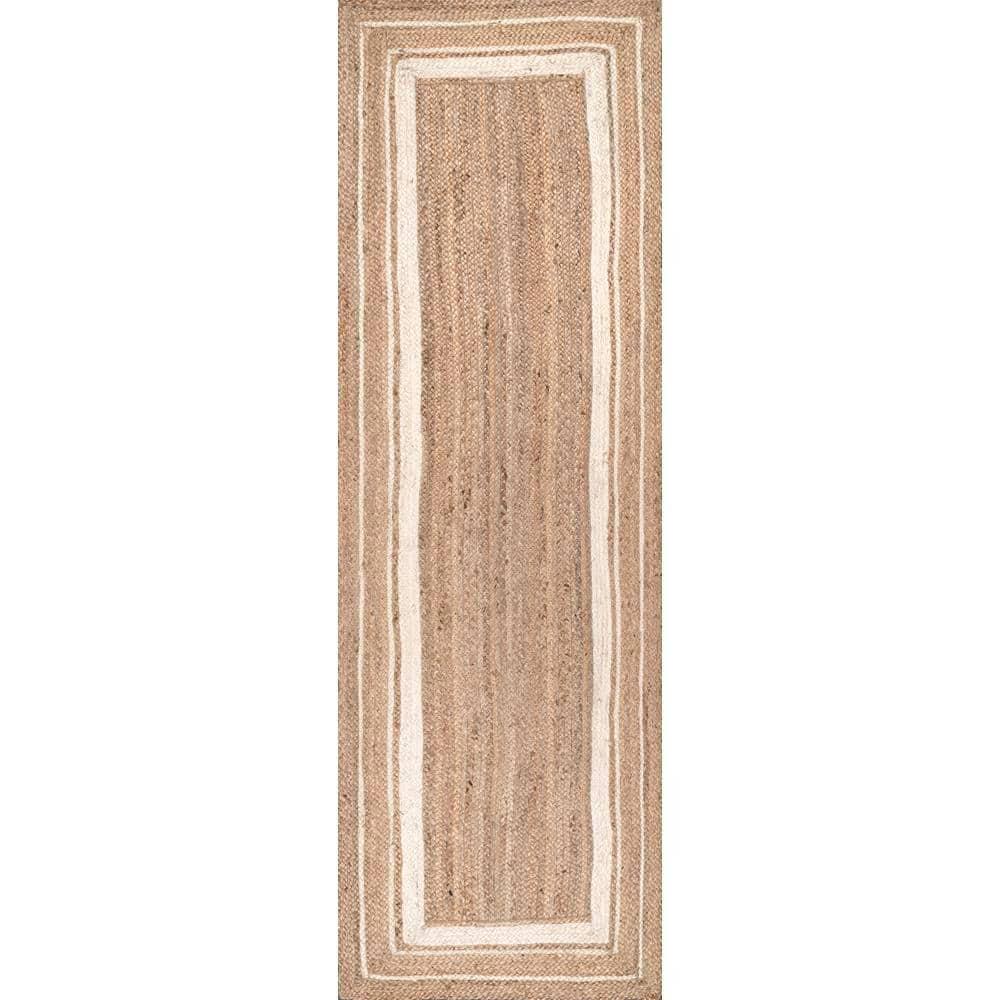 nuLOOM Rikki Coastal Braided Jute Area Rug, Runner 2' 6" x 10', Off White