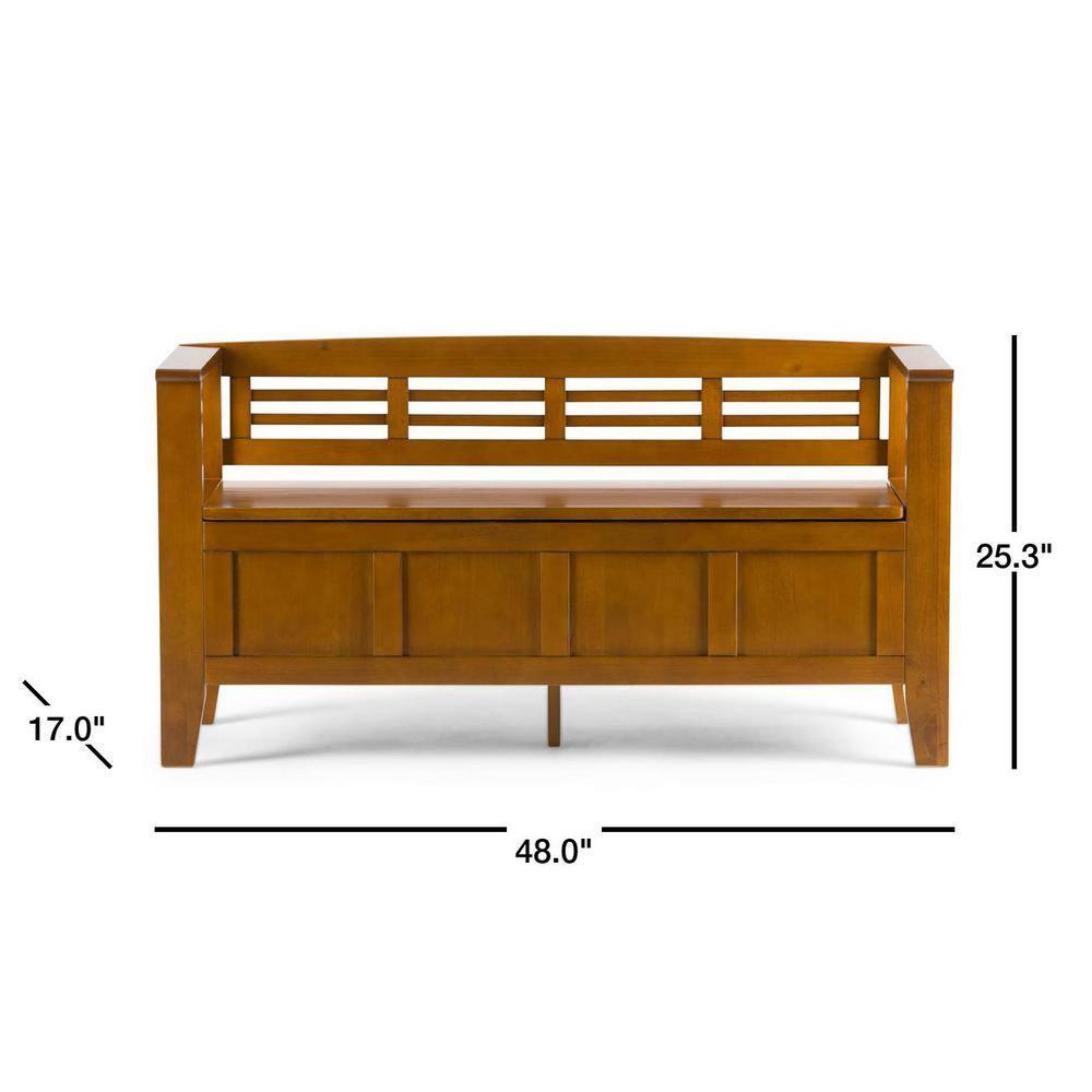 Simpli Home Adams Solid Wood Entryway Lift Top Storage Bench