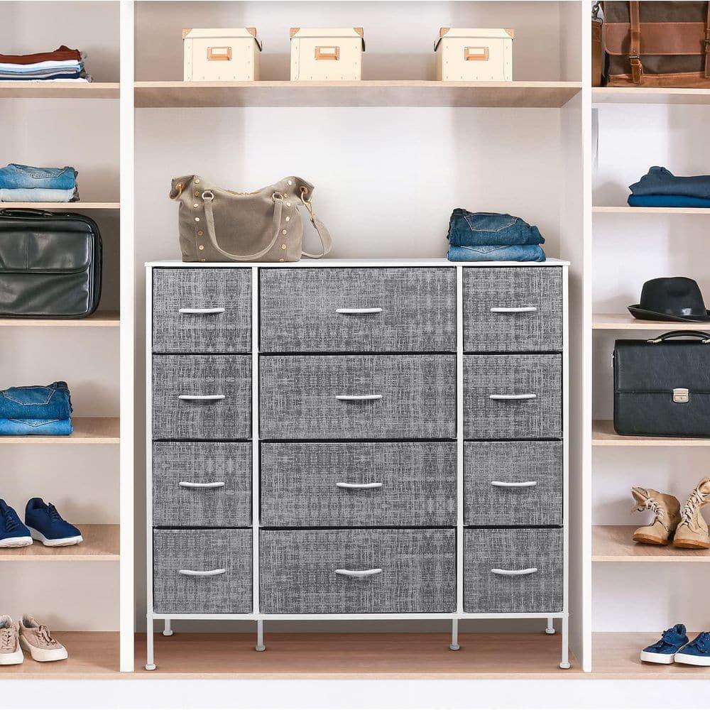 Sorbus 12 Drawers Dresser with Steel Frame and Wood Top