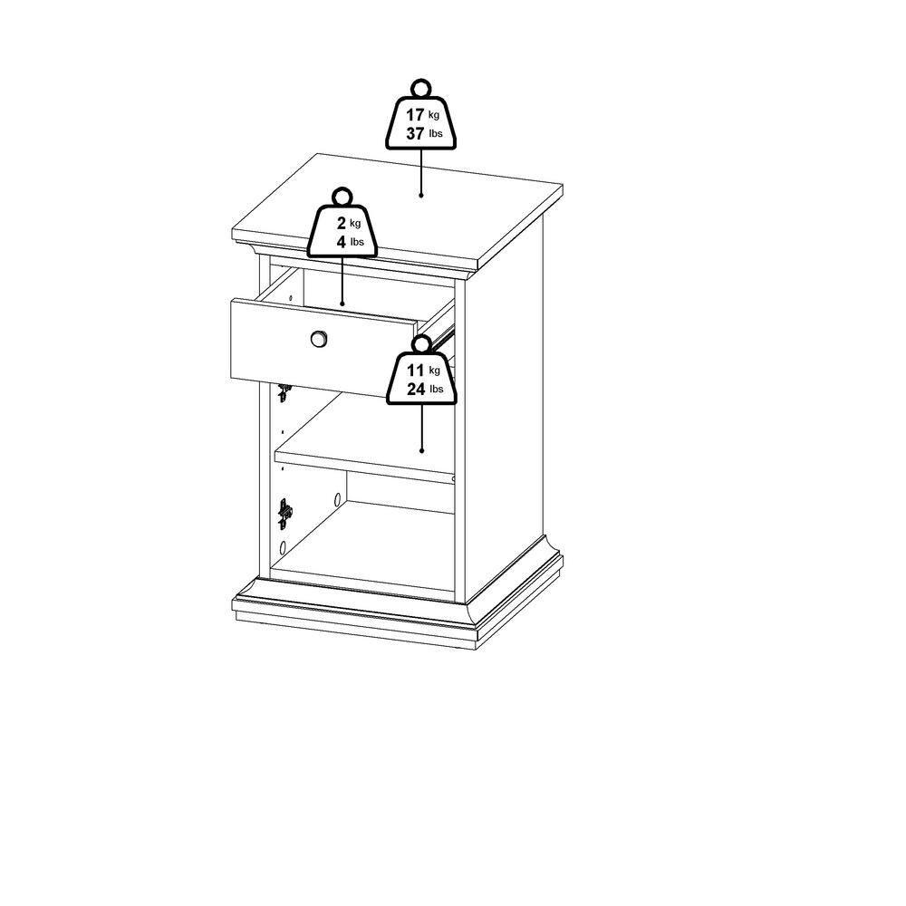 Tvilum Maison Park 1 Drawer, 1 Door Bedroom Nightstand for Adults, White