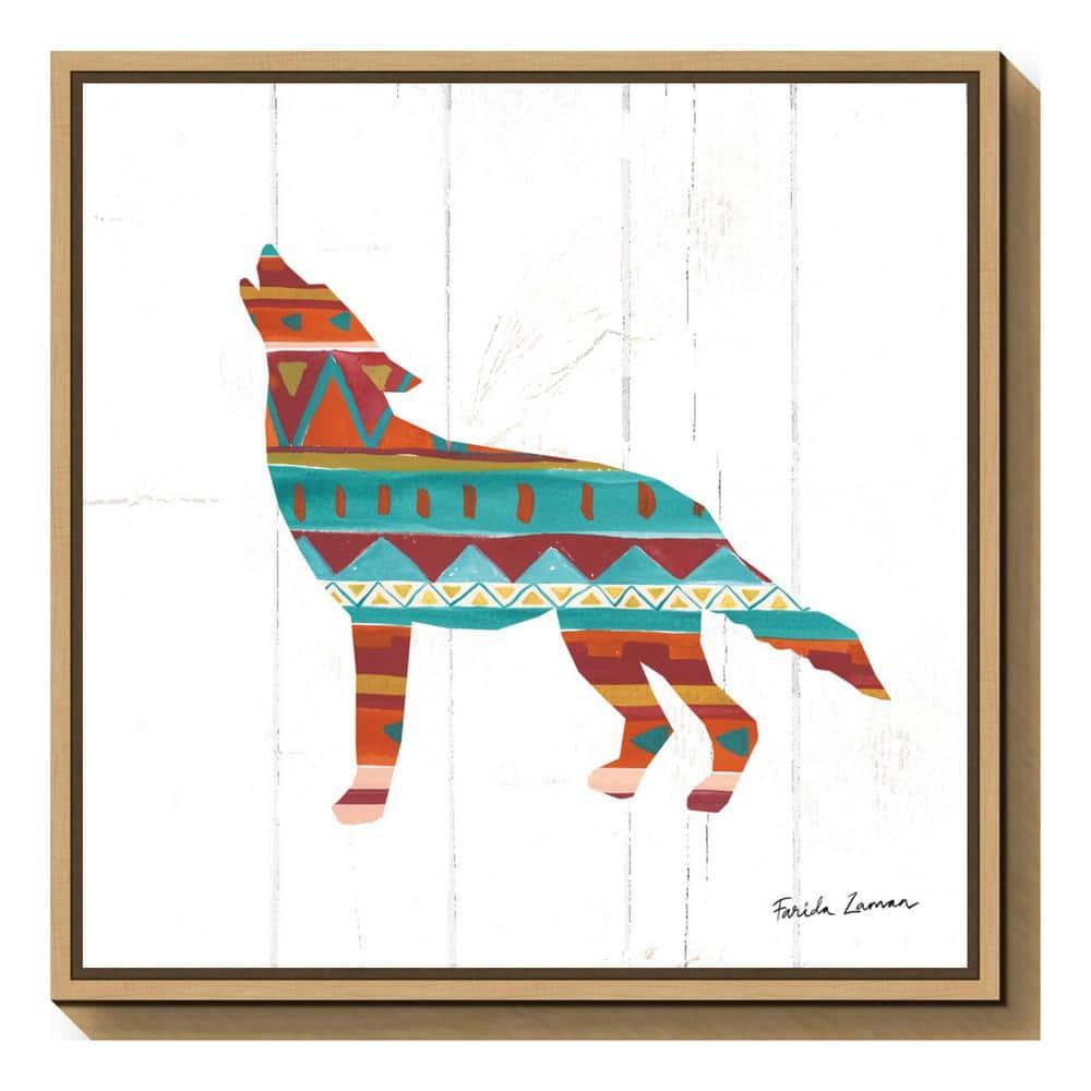Amanti Art Southwestern Vibes VI Wolf by Farida Zaman Canvas Wall Art Print Framed 22-in. x 22-in. in Maple