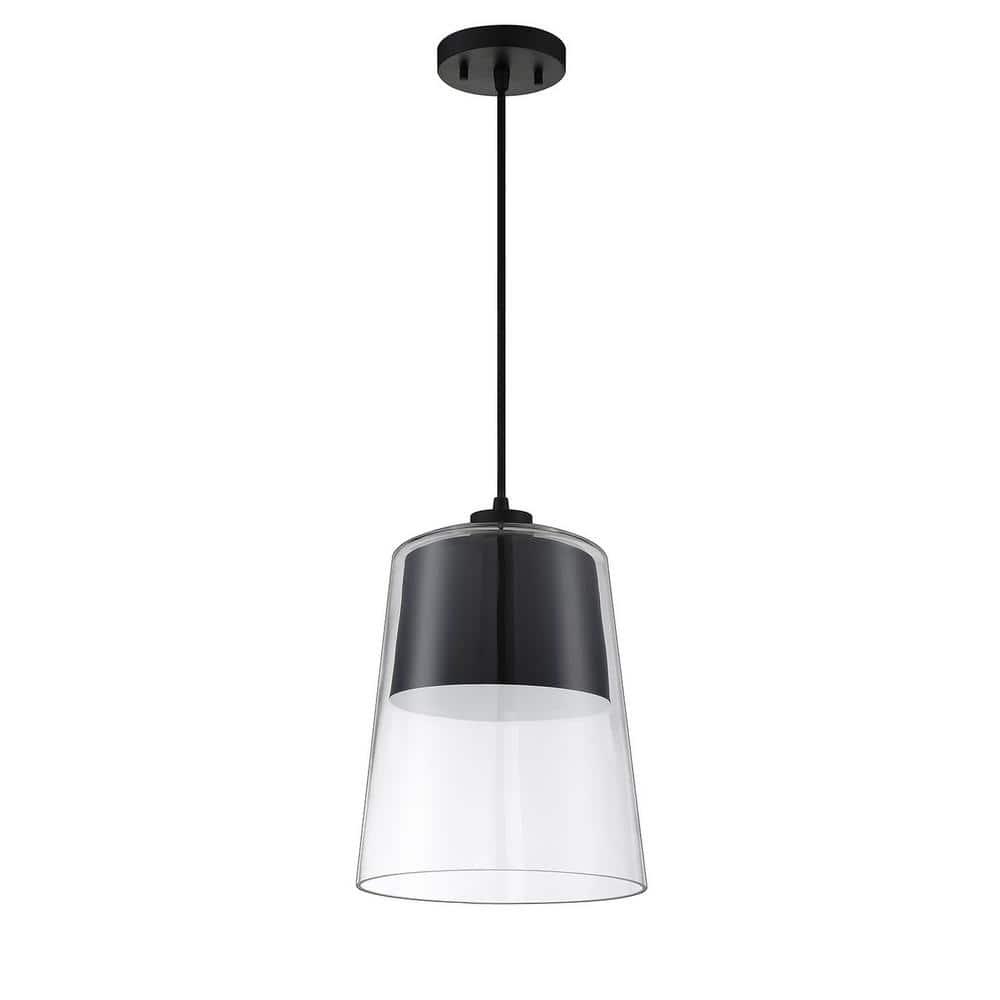 Caladon Mini Drum Black Satin Nickel 1-Light Pendant with Clear Glass Shade