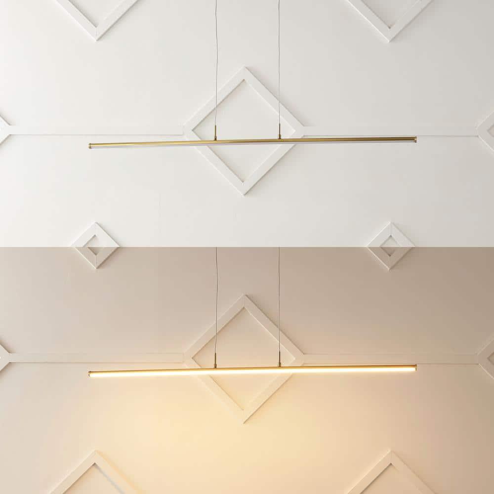 JONATHAN Y JYL7023C Conley 39.5" Adjustable Integrated LED Metal Linear Pendant, Brass Gold for Kitchen, Dining Room, Living Room