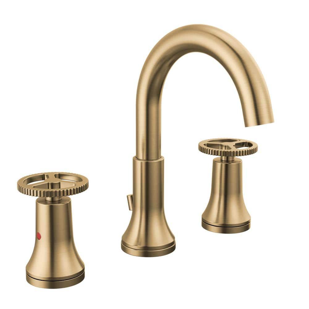 Trinsic Widespread Bathroom Faucet 3 Hole with Wheel Handle, 2-handle Bathroom Sink Faucet