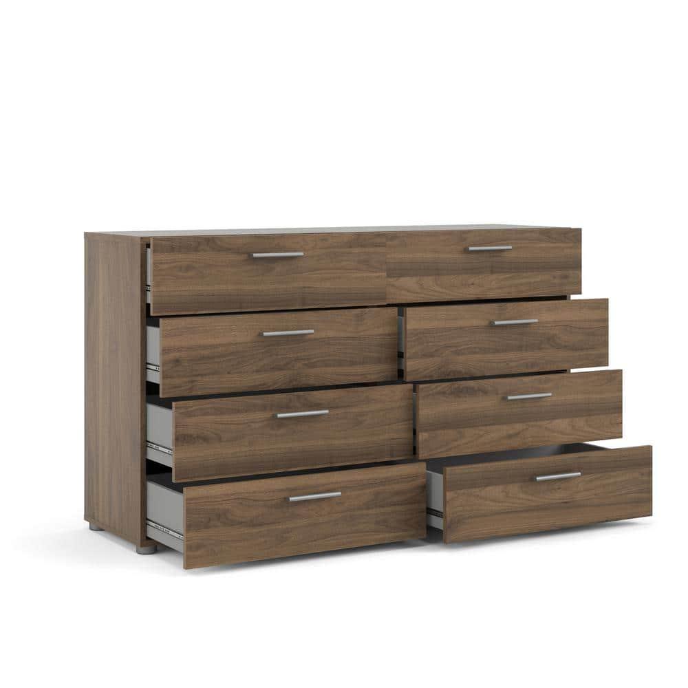 Tvilum Loft 8 Drawer Double Dresser for Adults, Walnut